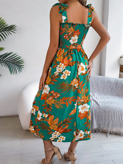 Robe longue à bretelles avec corset - Imprimé floral