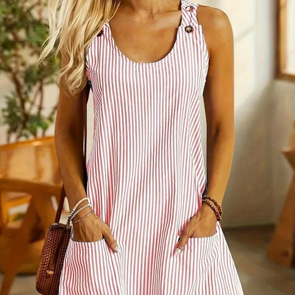 Robe d'été sans manches - Col en U et poches