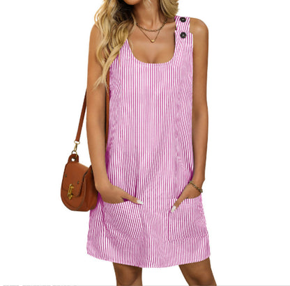 Robe d'été sans manches - Col en U et poches