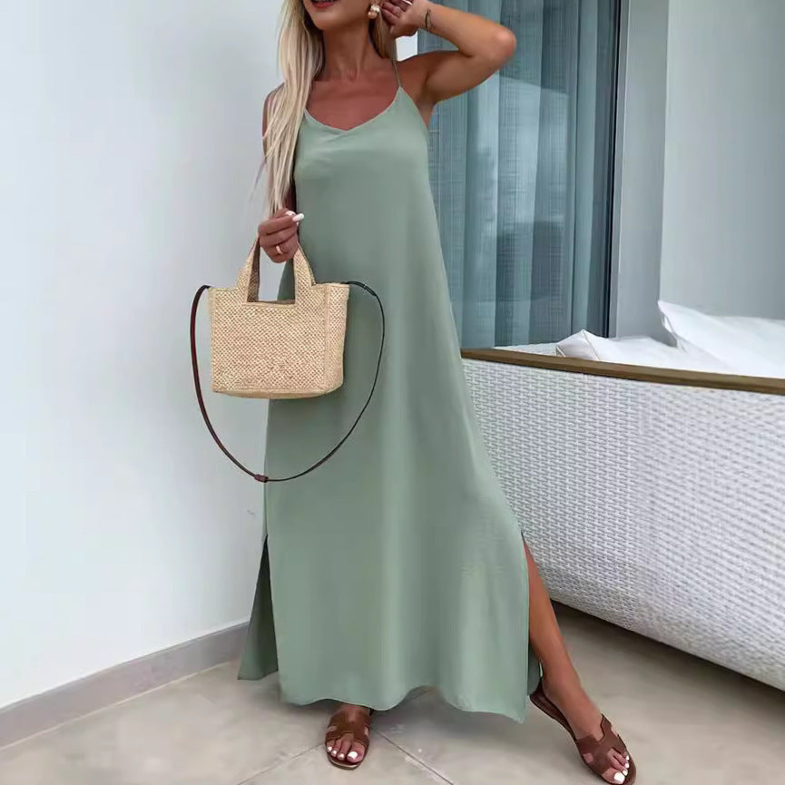 Robe d'été à bretelles amples pour femmes taille plus