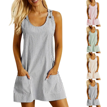 Robe d'été sans manches - Col en U et poches