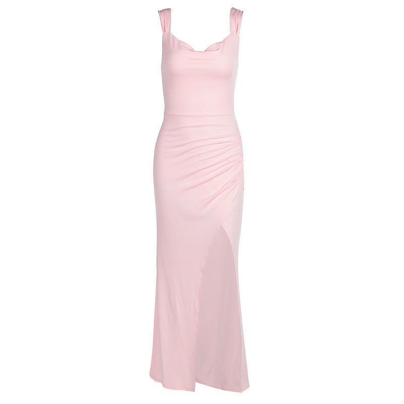 Robe élégante sans manches avec fente et nœud dorsal - Coupe slim pour femme