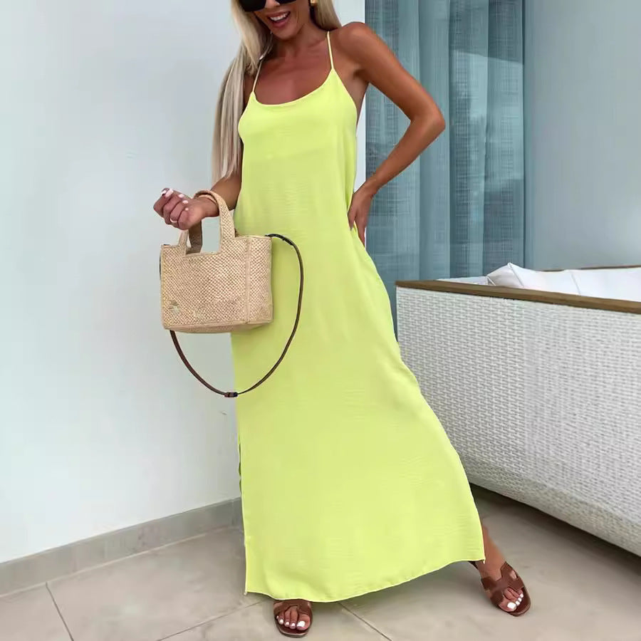Robe d'été à bretelles amples pour femmes taille plus